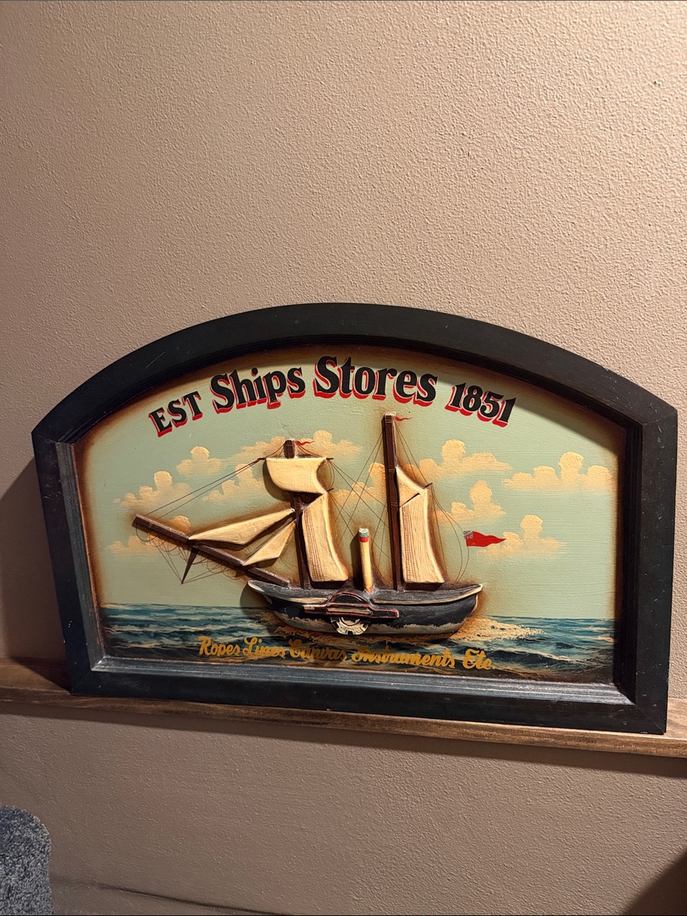 Vintage English 3D Pub Sign “Ship Stores - Ropes, Lines, Canvas” Bar Man Cave